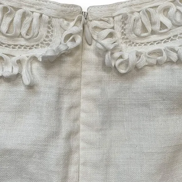 3.1 Phillip Lim Cream Linen Silk Ribbon Detail Dress Size 0 Boho Wedding - Picture 8 of 12